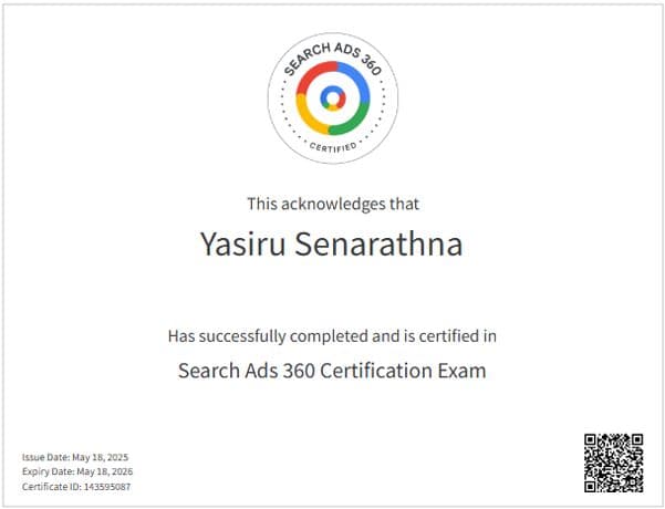 Search Ads 360 Certification Exam
