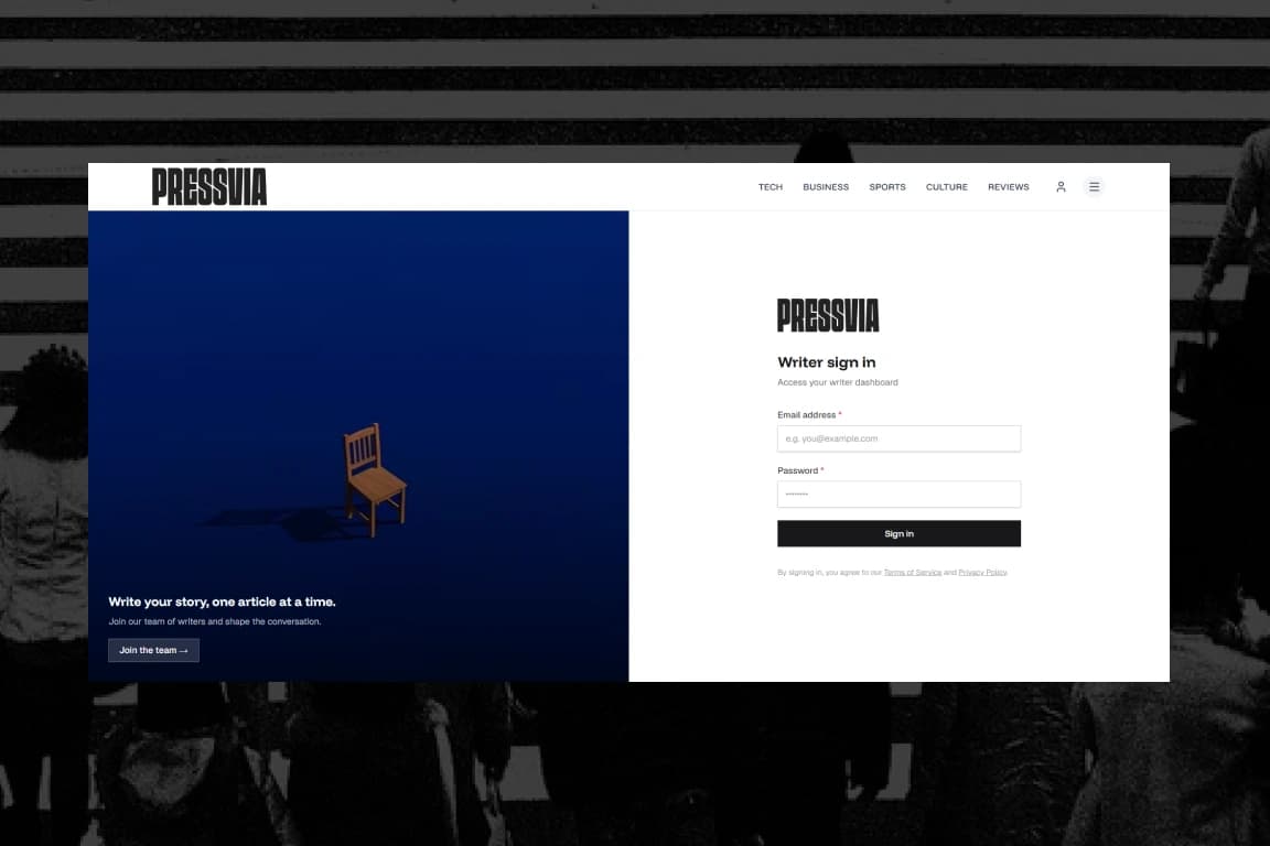 Pressvia Interface Overview